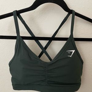 Gymshark V Neck Ruched Bra in Green